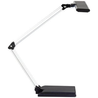 Flynn Modern Desk Lamp 25" High Metallic Black Silver with USB Charging Port Phone Cradle Adjustable Swivel LED for Living Room Office