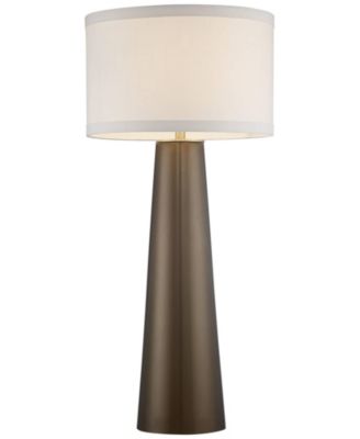 Karen Modern Table Lamp 36" Tall Dark Gold Glass Off White Fabric Drum Shade for Bedroom Living Room Bedside Nightstand Office