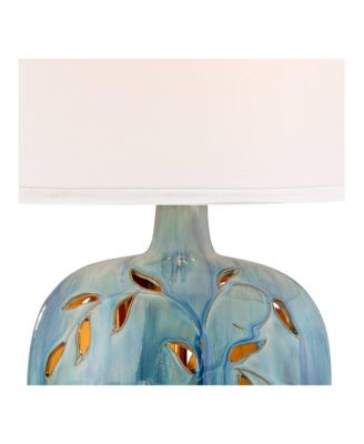 Devan Cottage Table Lamp with Nightlight 24.5" High Ceramic Blue Acrylic Vine Handcrafted Oval Fabric Shade Decor for Living Room Bedroom House Bedside Nightstand Home Office - 360 Lighting