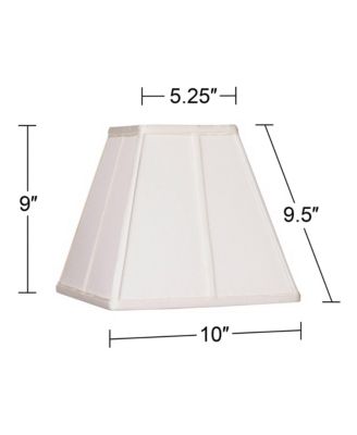 Set of 2 Ivory Classic Small Square Lamp Shades 5.25" Top x 10" Bottom x 9" High (Spider) Replacement with Harp and Finial