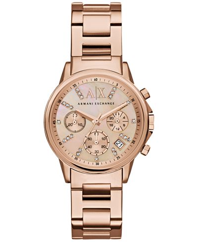 A|X Armani Exchange Women's Chronograph Rose Gold-Tone Stainless Steel Bracelet Watch 36mm AX4326