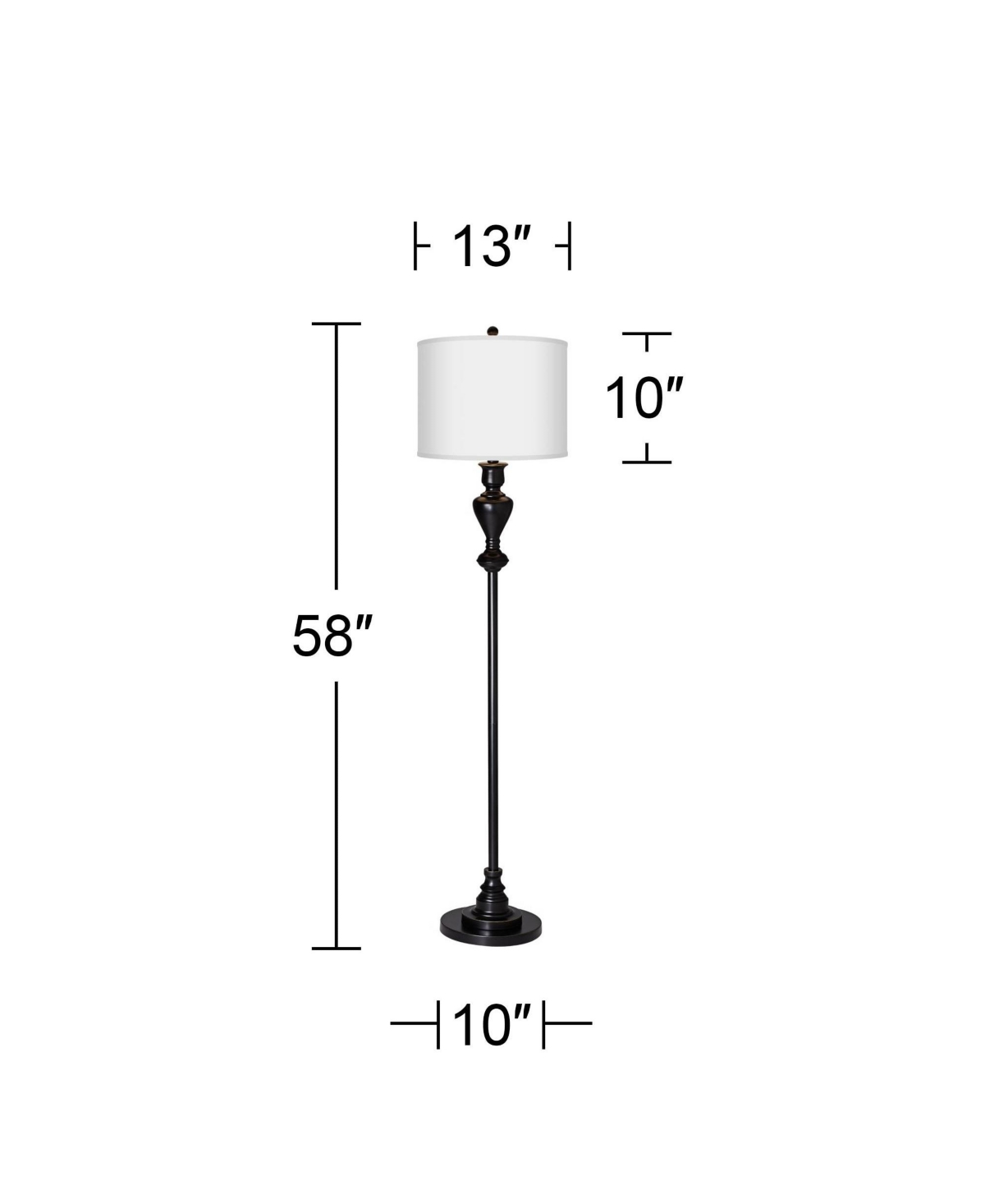 Modern Style Standing Floor Lamp Tall Black Bronze Soft Gold Edging Metal TexturedFaux Silk Drum Shade Decor for Living Room Reading House B