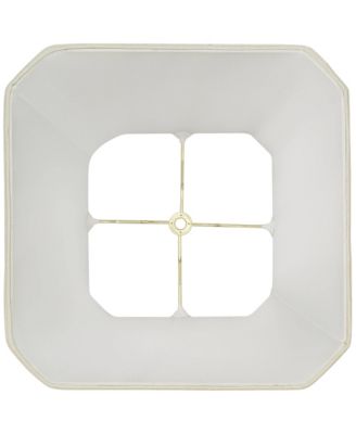 Set of 2 Square Lamp Shades Creme Medium 8" Top x 16" Bottom x 11" Slant Spider with Replacement Harp and Finial