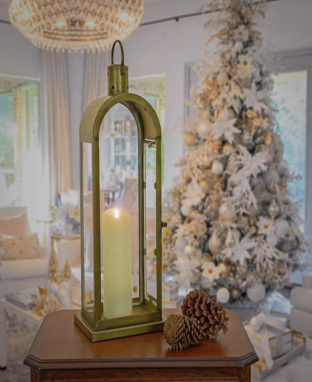 National Tree Company Hgtv Home Collection Antique Bronze Arched Lantern, Medium