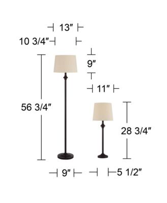 Carter Traditional 3 Piece Floor Table Lamp Set Bronze Metal Oatmeal Drum Shade for Bedroom Living Room Bedside Nightstand Office House