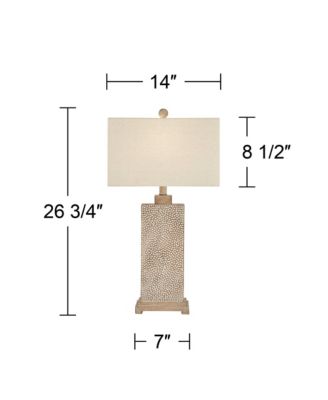 Caldwell Rustic Farmhouse Table Lamps 26 3/4" High Set of 2 Earth Tone Hammered Oatmeal Fabric Rectangular Shade for Bedroom Living Room