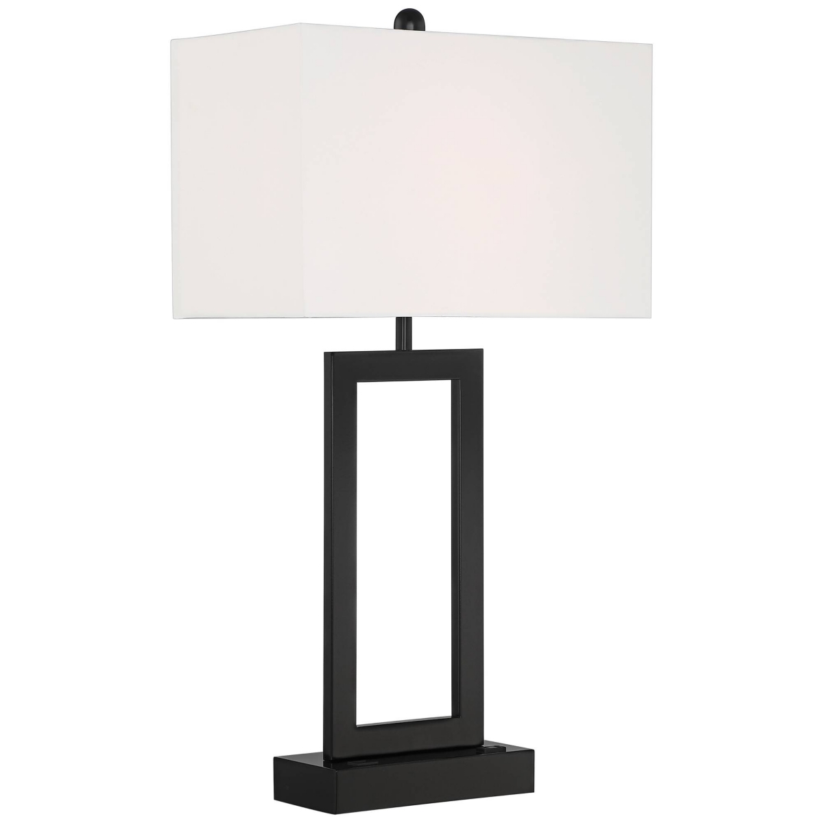 Todd Modern Table Lamp with Usb Port Ac Power Outlet TallMetal White Fabric Rectangle Shade for Living Room Bedroom House Bedside Nightstan
