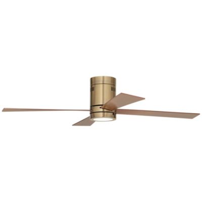 52" Revue Modern Indoor Hugger Ceiling Fan with LED Light Remote Control Bronze Soft Brass Walnut Opal Glass for Living Room Kitchen House