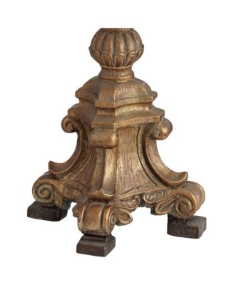 Duval Traditional Table Lamp 33" Tall Aged Gold Candlestick Crystal Fabric Bell Shade for Bedroom Living Room Bedside Office Family