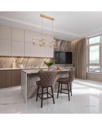 Mikel Soft Gold Linear Island Pendant Chandelier 42" Wide Modern Clear Glass Shade 6-Light Fixture for Dining Room House Kitchen