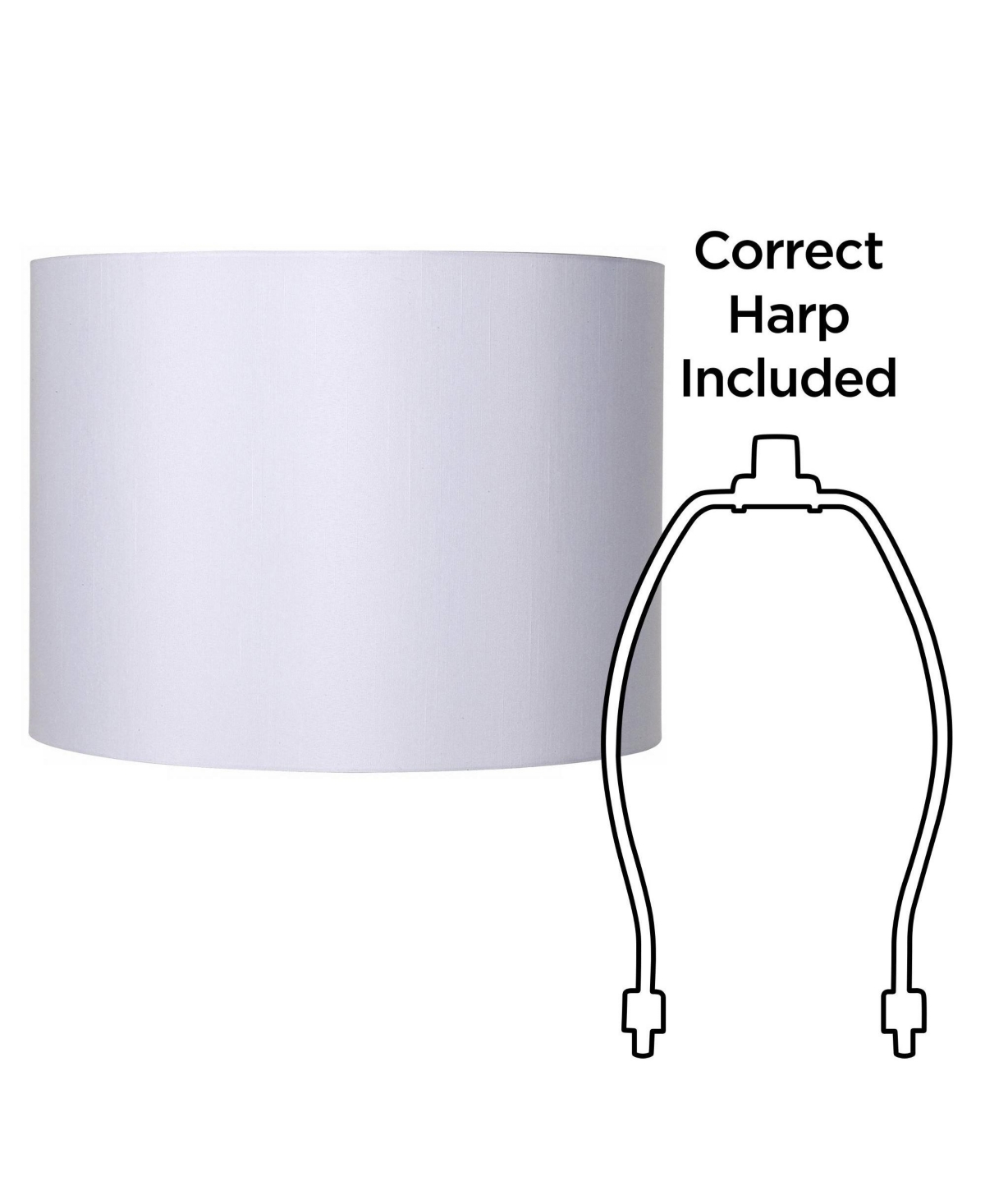 Set of 2 Hardback Drum Lamp ShadesMedium Top x Bottom x High Spider with Replacement Harp and Finial Fitting - Spring crest - White