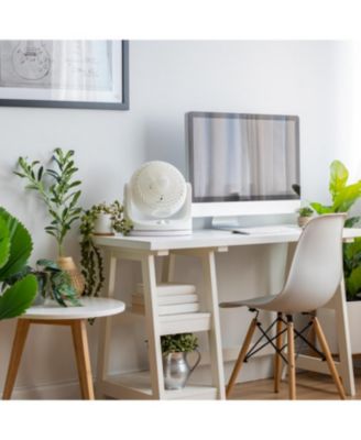 USA WOOZOO 12" Desk Fan, Oscillating Air Circulator, 3 Speeds, 52ft Air Distance, 112° Tilt, 30dB Quiet, Compact for Home/Office – White