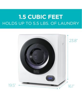 BLACK+DECKER Compact Clothes Dryer, 1.5 Cu. Ft. 850W Electric Dryer, 120V Vented Portable Dryer