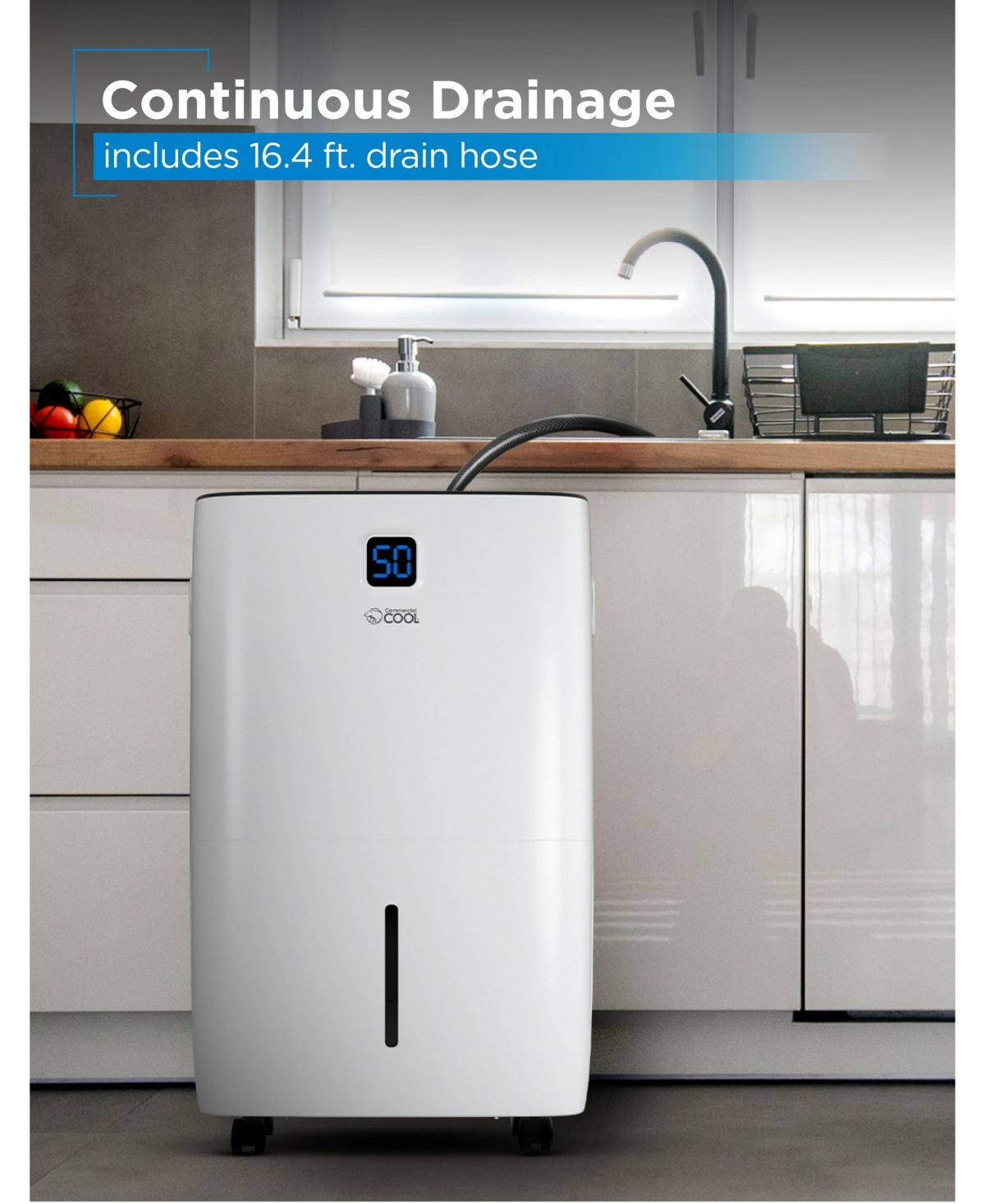 Dehumidifier, 50 Pint Dehumidifier,Portable Dehumidifier with Continuous Drainage 4500 Sq. Ft.