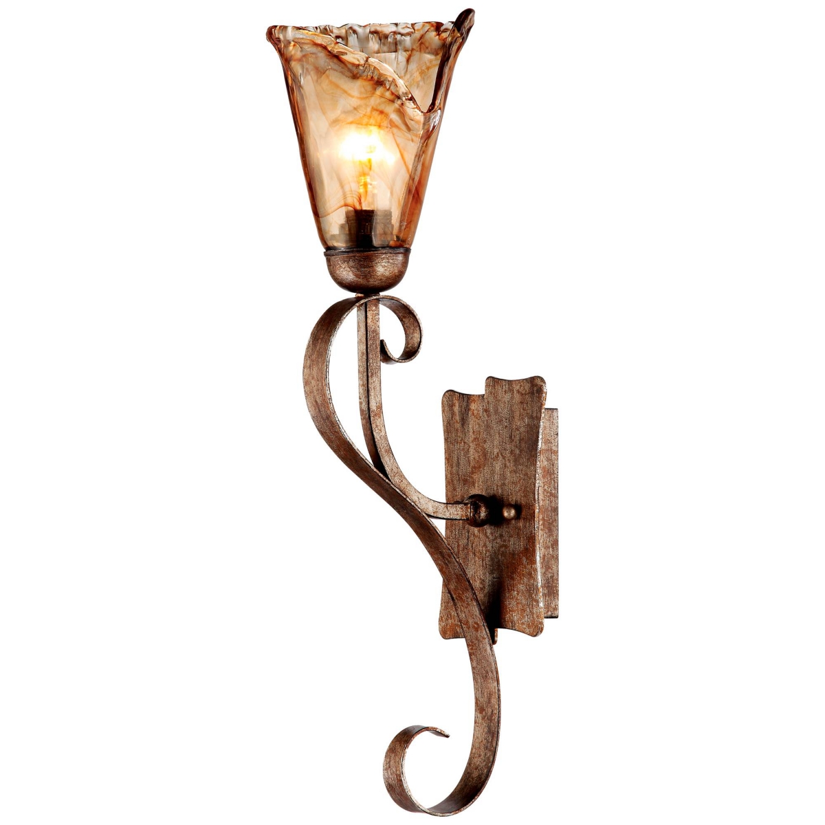 Amber Scroll Rustic Vintage-like Wall Light Sconces Set of 2 Golden Bronze Metal Hardwired 23 1/2