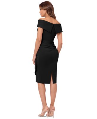 Petite Off-The-Shoulder Sweetheart Ruffle Dress