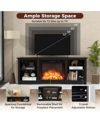 70" TV Stand with 26" Electric Fireplace Insert Remote Control for 75" TV