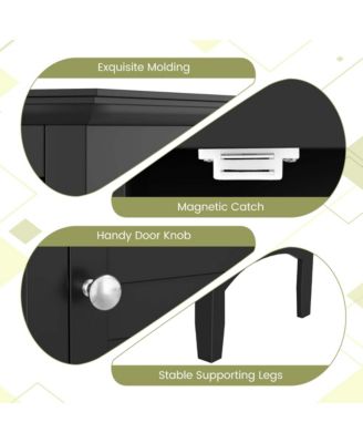 Tall Bathroom Floor Cabinet Narrow Linen Tower with 2 Doors & Adjustable Shelf