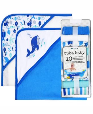Boys and Girls 2 Pack Embroidered Hooded Bath Towel and Wash Cloth Set