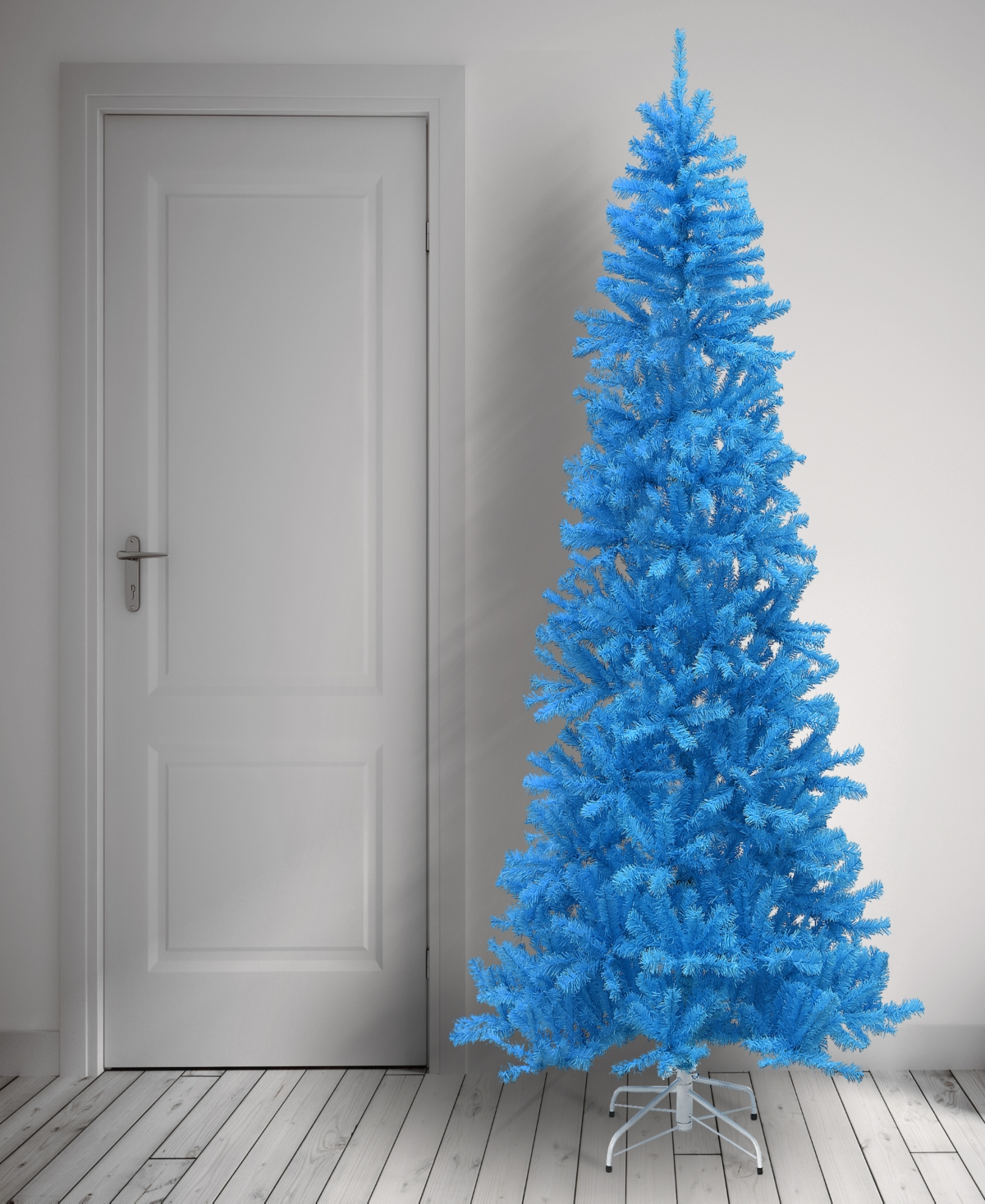 National Tree Company 7.5 Ft. Light Blue Tree With White Stand In Blue
