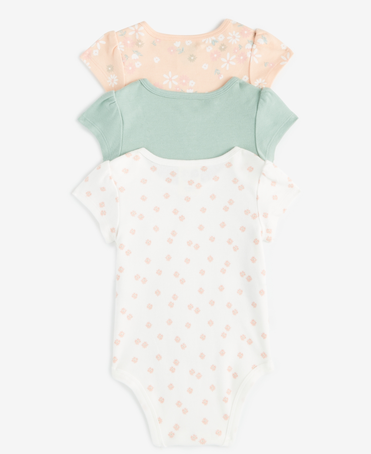 First Impressions Baby Girls Secret Garden Cotton Bodysuits, 3 Pack, Created For Macy's In Iced Peach