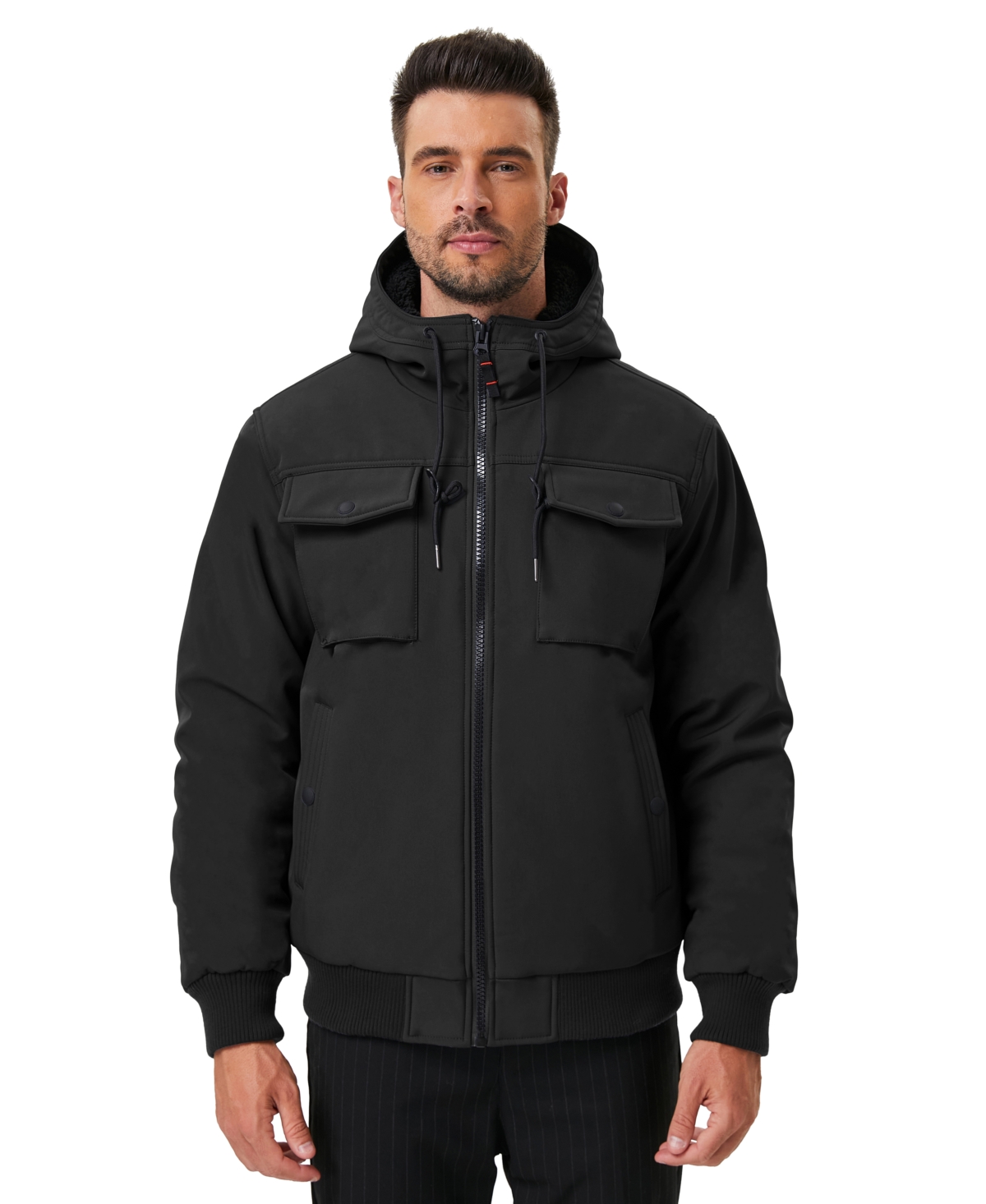 Men's Soft-Shell Hooded Sherpa Jacket - Sharkskin