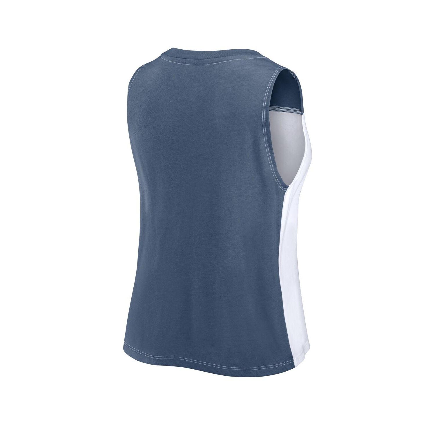 Women's Navy/White Dallas Cowboys Script Color Block Tank Top