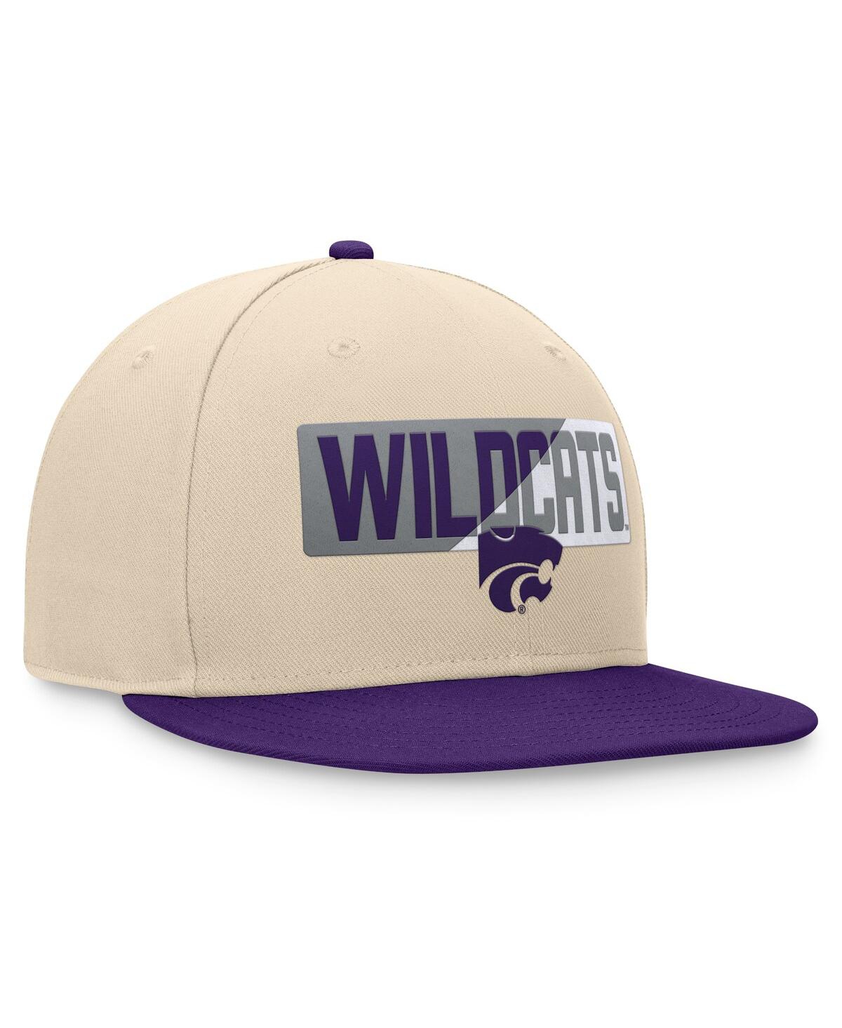Top Of The World Men's Khaki Kansas State Wildcats Goalaso Snapback Hat In Khaki,purple