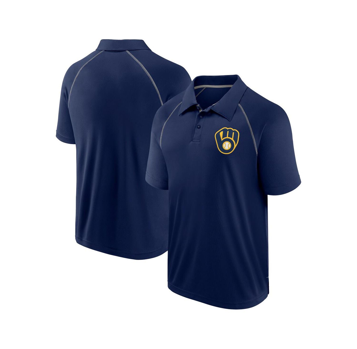 Men's Navy Milwaukee Brewers Strong Alone Raglan Polo