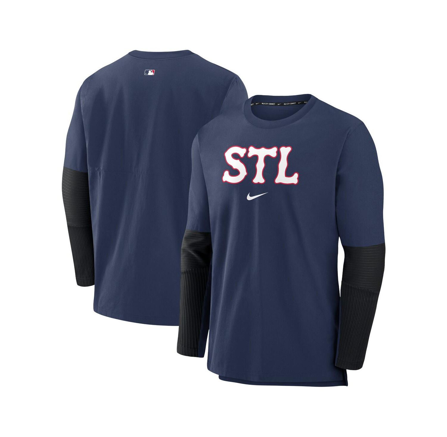 Men's Navy St. Louis Cardinals 2024 City Connect Authentic Collection Player Tri-Blend Pullover Sweatshirt