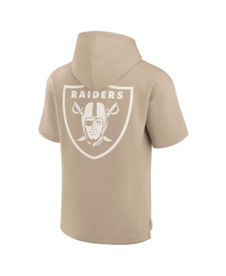 Men's and Women's Khaki Las Vegas Raiders Elements Super Soft Fleece Short Sleeve Pullover Hoodie