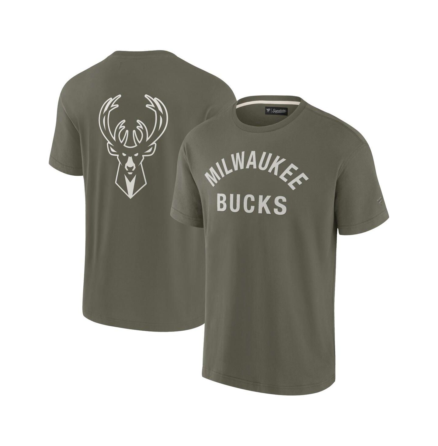 Футболка Fanatics Signature Olive Milwaukee Bucks Elements Super Soft Short Sleeve — фото 1