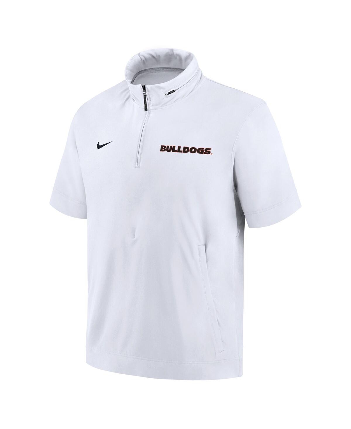 Nike Men'sGeorgia Bulldogs 2024 Sideline Coach Short Sleeve Half-Zip Hoodie Jacket - White, Black