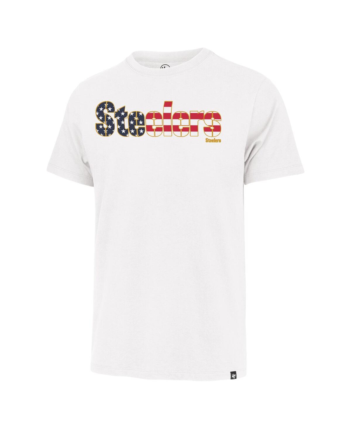 '47 Brand Men'sPittsburgh Steelers Flag Script Franklin T-Shirt - White