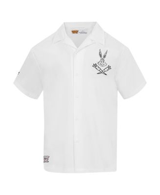 Men's White Looney Tunes Bugs Bunny Melted Skeleton Button-Up Shirt