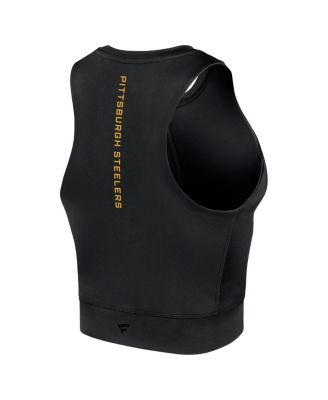 Women's Black Pittsburgh Steelers Studio Fitted Gym Tank Top