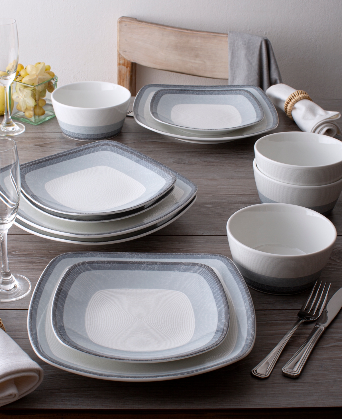 NORITAKE COLORSCAPES LAYERS SQUARE SALAD PLATE SET OF 4, 8.25" 