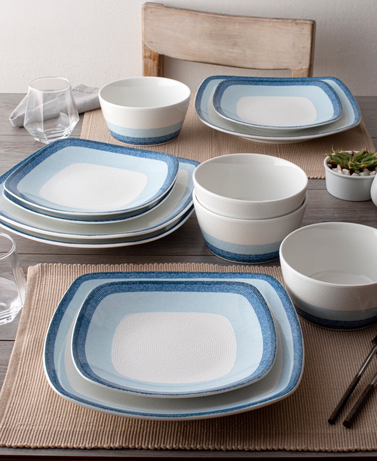 NORITAKE COLORSCAPES LAYERS SQUARE SALAD PLATE SET OF 4, 8.25" 