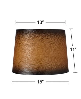 Distressed Faux Paper Medium Lamp Shade 13" Top x 15" Bottom x 11" Slant (Spider) Replacement with Harp