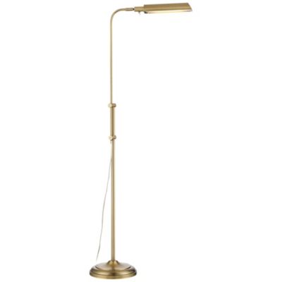 Culver Traditional Pharmacy Floor Lamp Standing 57" Tall Plated Aged Brass LED Adjustable Metal Shade for Living Room Reading Bedroo