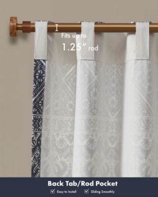 Mila Cotton Curtain Panel with Chenille Detail and Lining, 50"W x 84"L