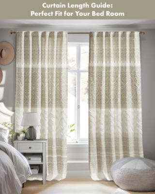 Mila Cotton Curtain Panel with Chenille Detail and Lining, 50"W x 84"L