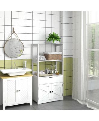 Bathroom Cabinet Linen Cabinet with Doors and Shelves,