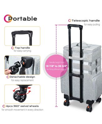 3in1 Soft Sided Rolling Makeup Case Cosmetic With Removable Divider For Makeup Artist Nail Artist Glitter Silver