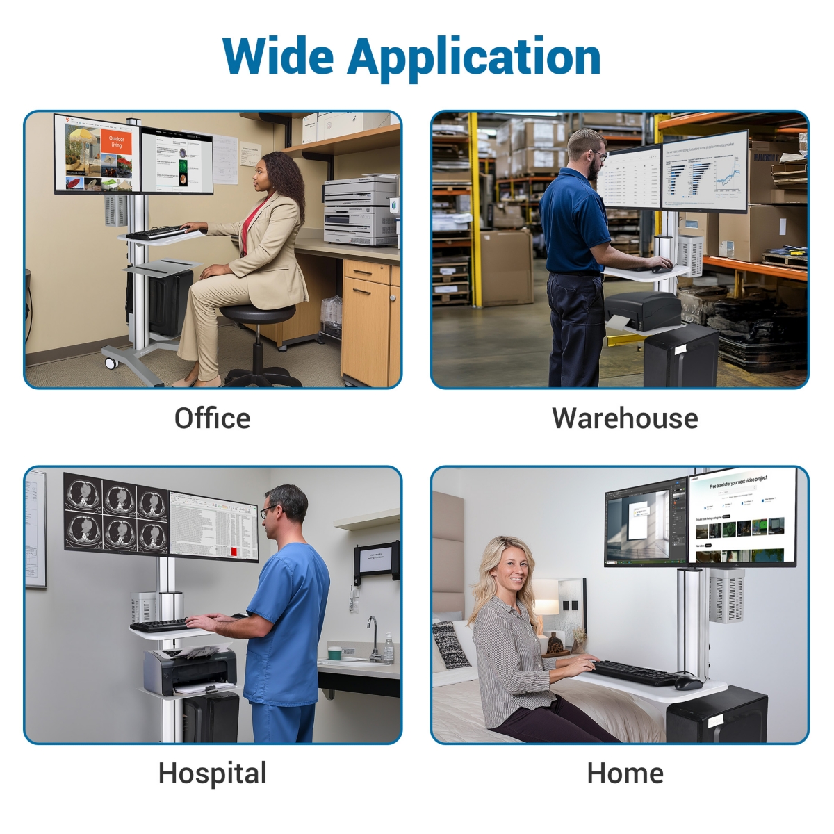 Yescom Desktop Pc Mobile Cart for Dual Monitor Wheel Printer Computer Desk Workstation