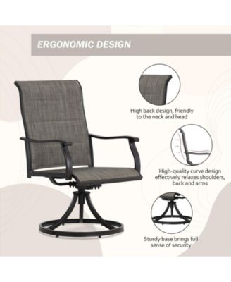Outdoor 360-degree Swivel Dining Chairs Set of 2, Ergonomic Designed, Breathable, Durable High Back Textilene Chair for Lawn Garden, Backyard, Patio