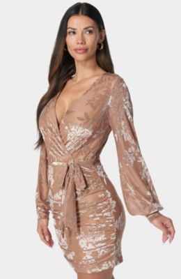 Women's Surplice Burnout Mini Dress