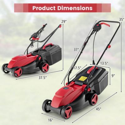 Electric Corded Lawn Mower Walk-Behind Lawnmower with Collection Box