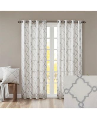 Saratoga Fretwork Print Grommet Top Window Curtain Panel, 50"W x 84"L