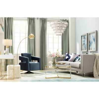 Leala Modern Accent Table Lamp 21" High Faux Marble Gold Metal White Drum Shade for Bedroom Living Room Bedside Nightstand Office